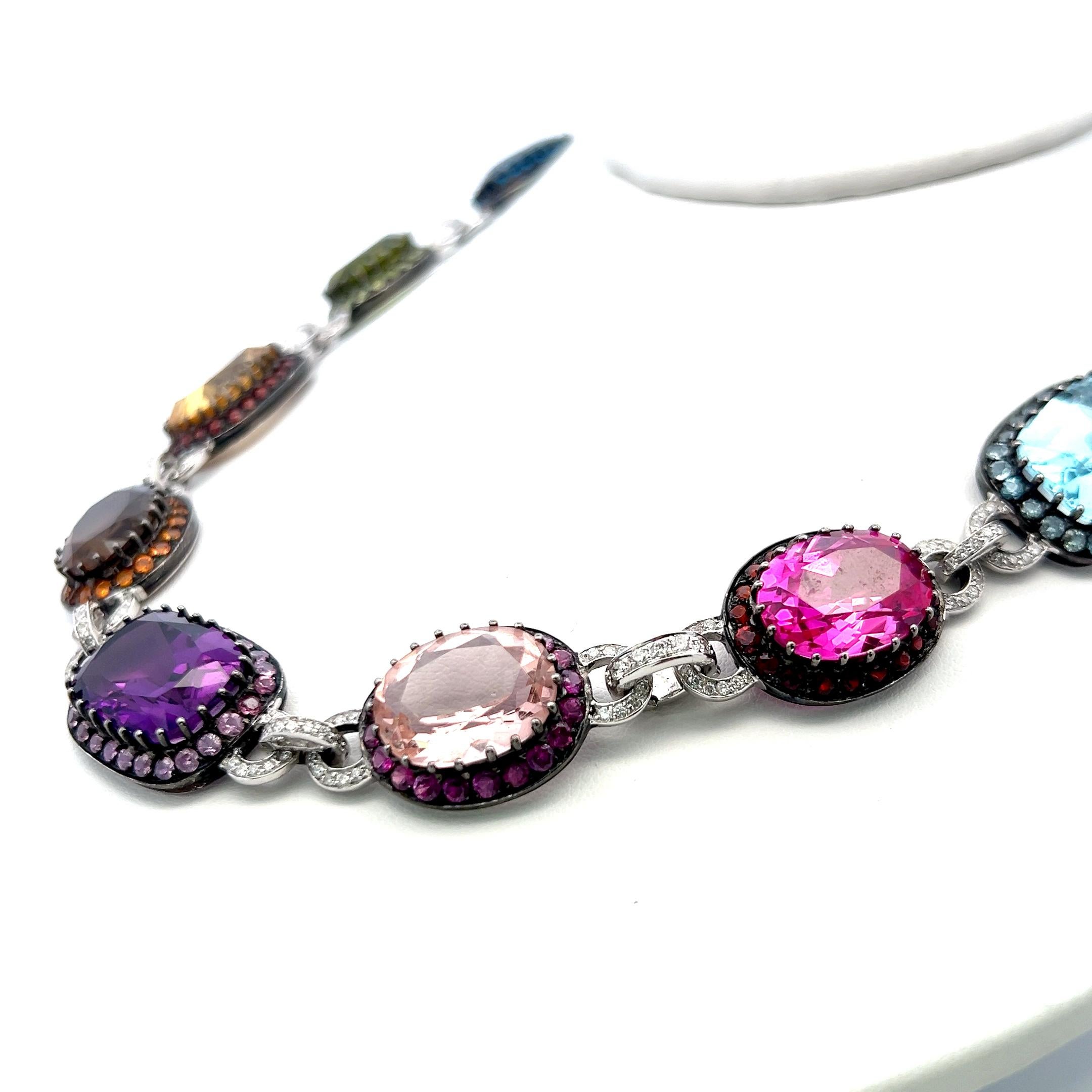 3.00 Carat Round Brilliant Diamond 18K White Gold Gems Stone Necklace For Sale 2