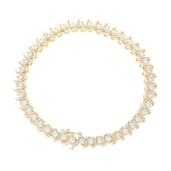 3.00 Carat Round Brilliant Diamond Bracelet, 14 Karat Yellow Gold Tennis