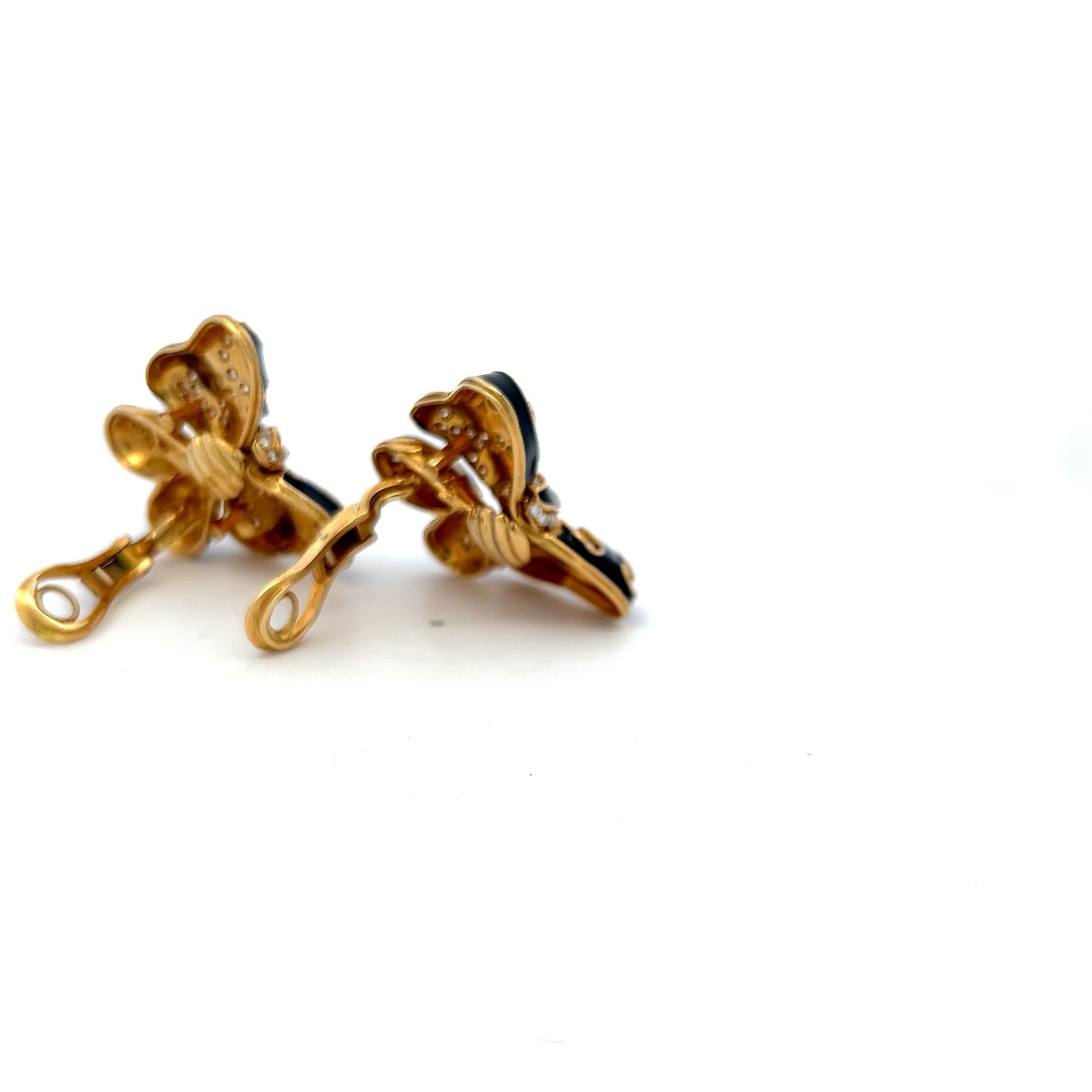 Taglio brillante 3,00 carati di diamante tondo Brilliante G VS Orecchini a farfalla in oro giallo 18 carati in vendita