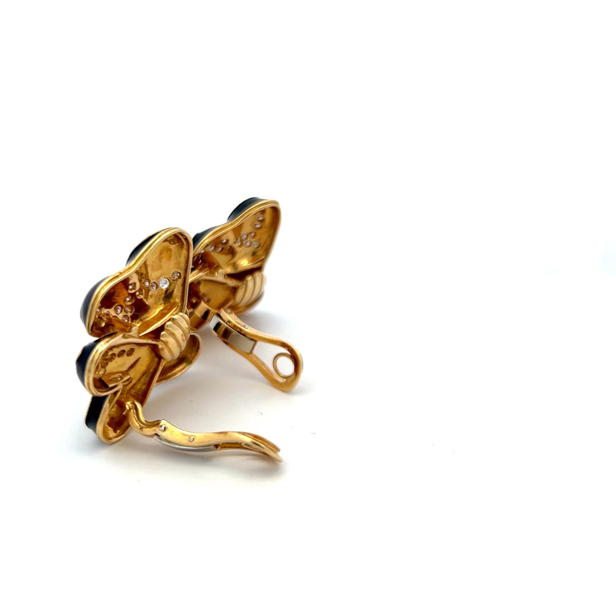 3,00 carati di diamante tondo Brilliante G VS Orecchini a farfalla in oro giallo 18 carati In condizioni buone in vendita a New York, NY