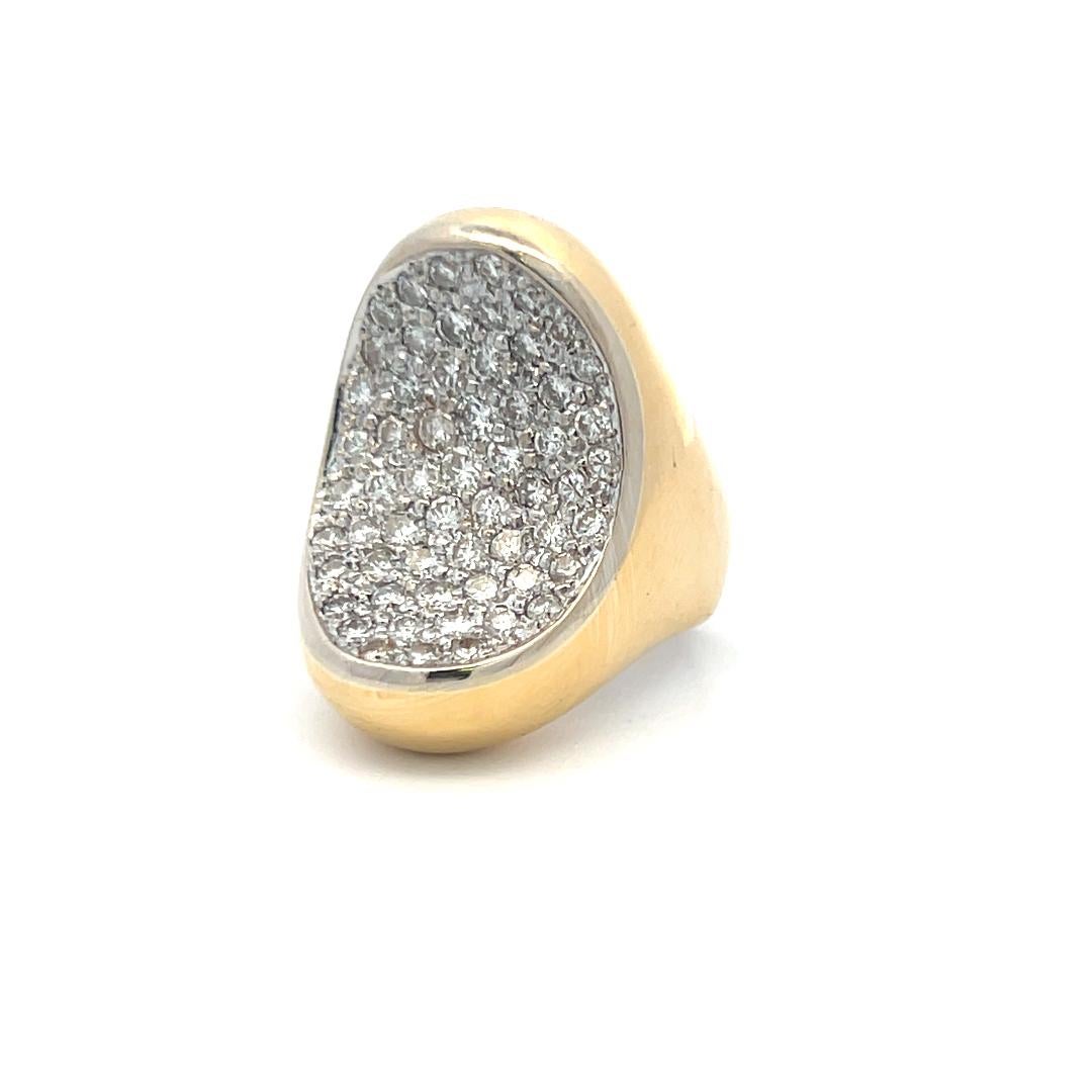 Anillo de cóctel de oro amarillo de 18 quilates con diamante I SI brillante redondo de 3,00 quilates en venta 1