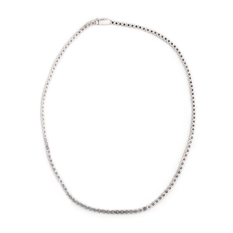 Title:
3.00 Carat Round Brilliant I SI2 Diamond 18 Karat White Gold Riviera Necklace


Style:
Riviera


Metal:
18 Karat White Gold


Gemstone 1:
3 Carat Diamond


Number of Stones:
48


Color:
I


Clarity:
SI2


Shape:
Round
