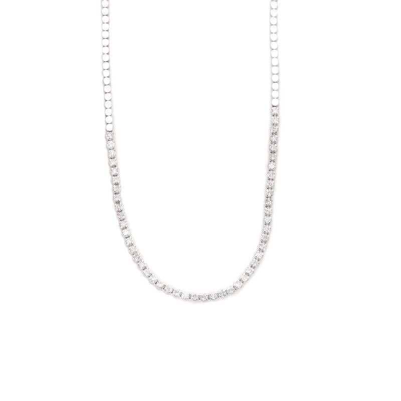 Brilliant Cut 3.00 Carat Round Brilliant I SI2 Diamond 18 Karat White Gold Riviera Necklace For Sale