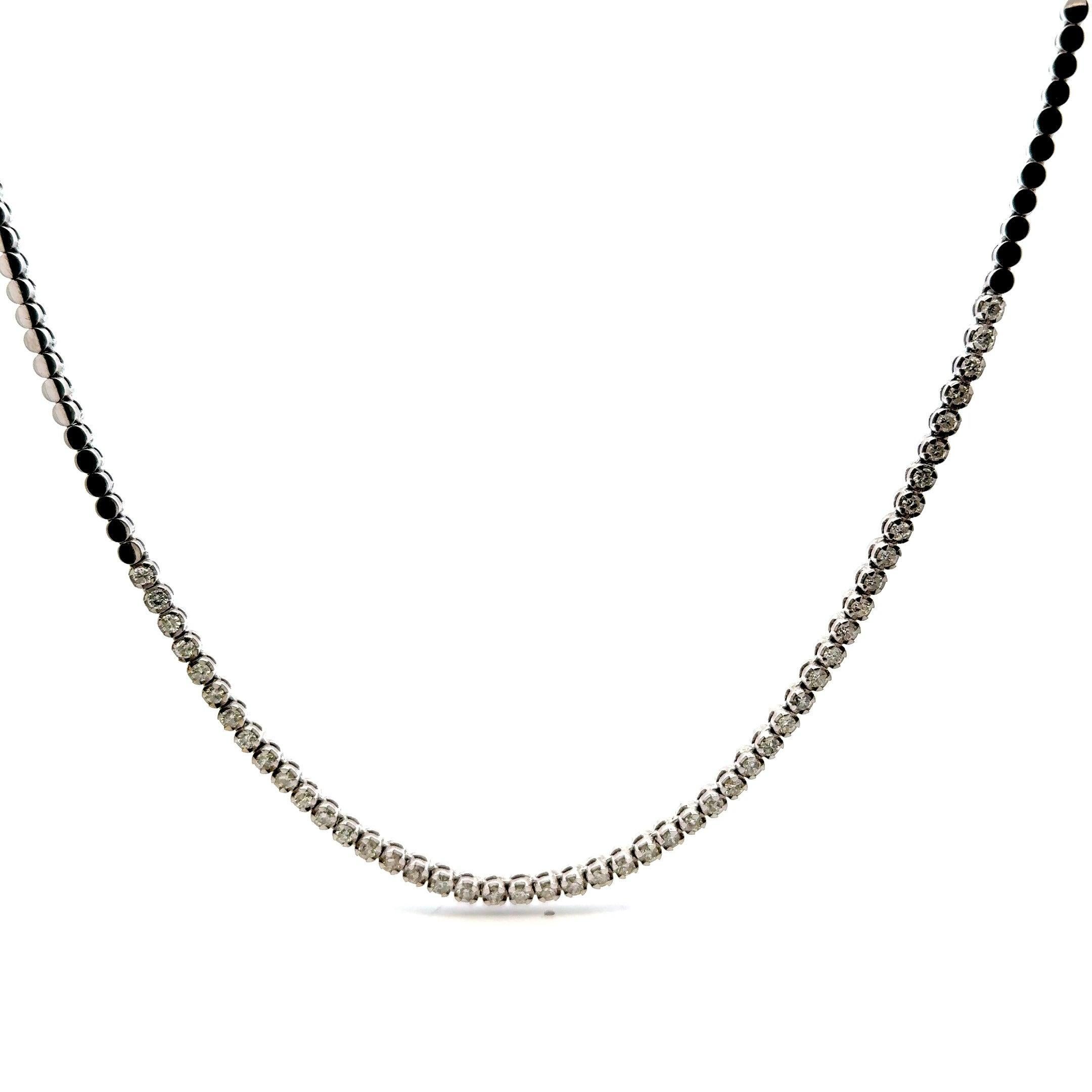 3.00 Carat Round Brilliant I SI2 Diamond 18 Karat White Gold Riviera Necklace In Good Condition For Sale In New York, NY