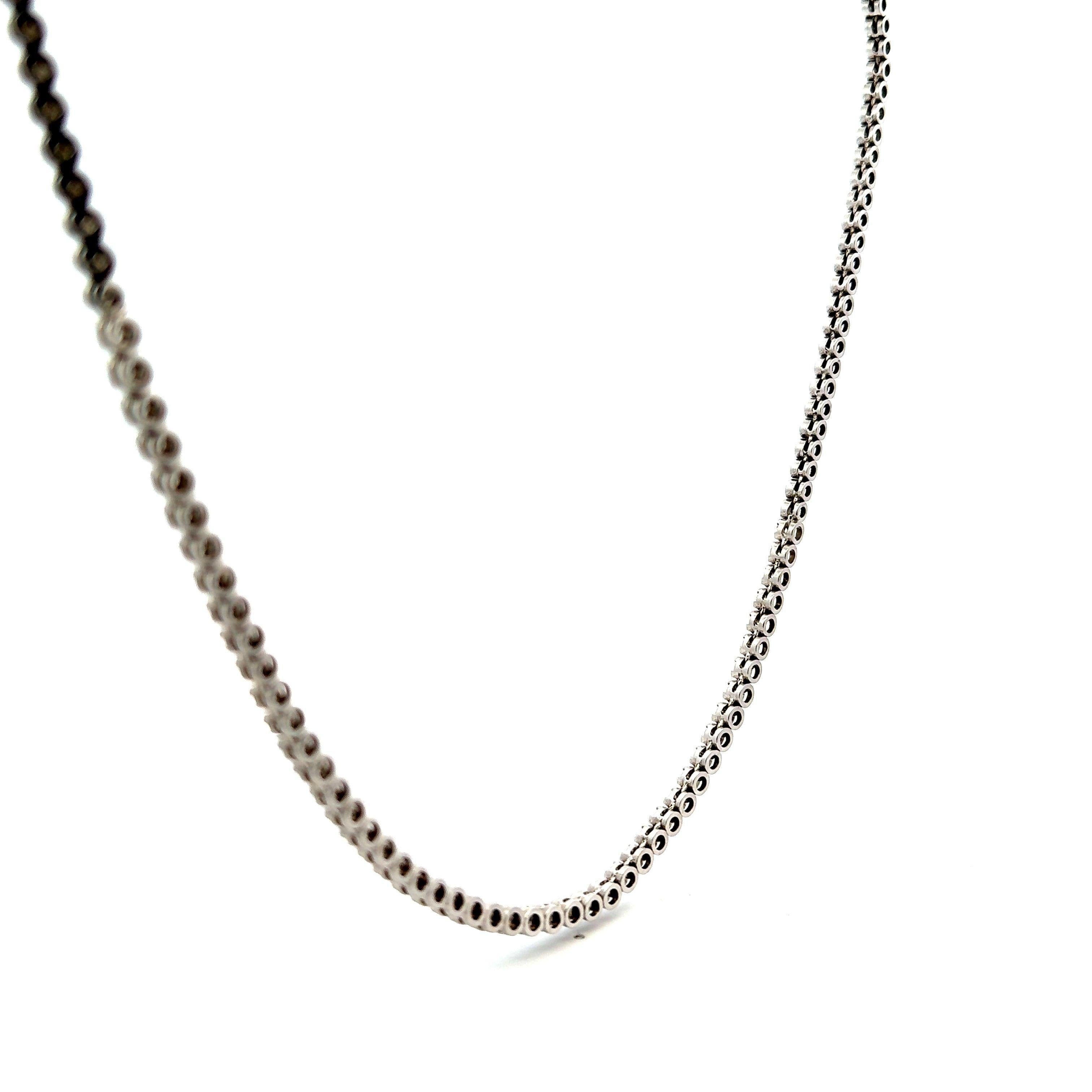 3.00 Carat Round Brilliant I SI2 Diamond 18 Karat White Gold Riviera Necklace For Sale 1