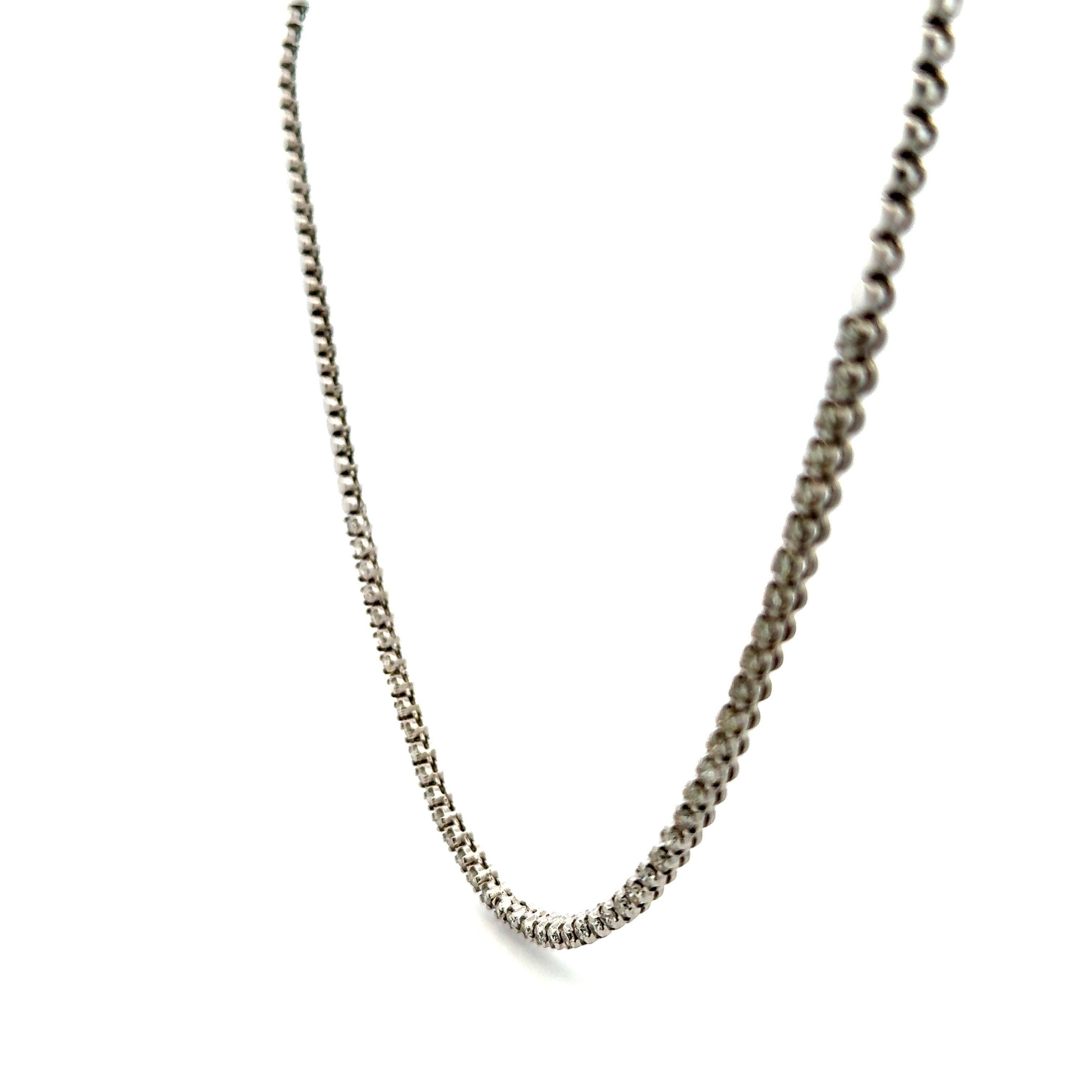 3.00 Carat Round Brilliant I SI2 Diamond 18 Karat White Gold Riviera Necklace For Sale 2