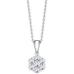 Bespoke 3 Carat Round Diamond 18 Kt White Gold Cluster Daisy Pendant Necklace 