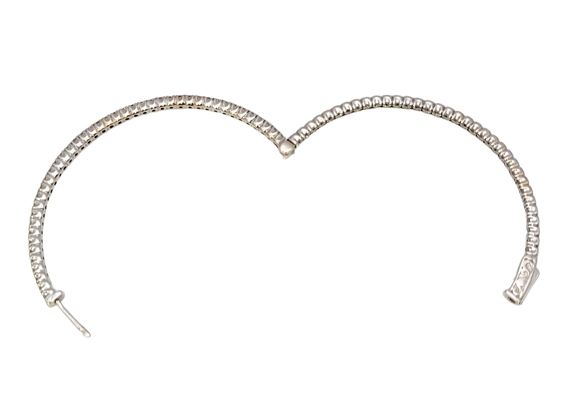 3.00 Carat Round Diamond Inside-Outside Large Hoop Earrings 14 Karat White Gold For Sale 4