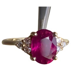 3.00 Carat Estate Ruby Diamond Cocktail Ring and 14 Karat