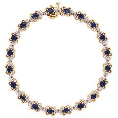 3.00 Carat Sapphire and Diamond Gold Line Bracelet Estate Fine Jewelry