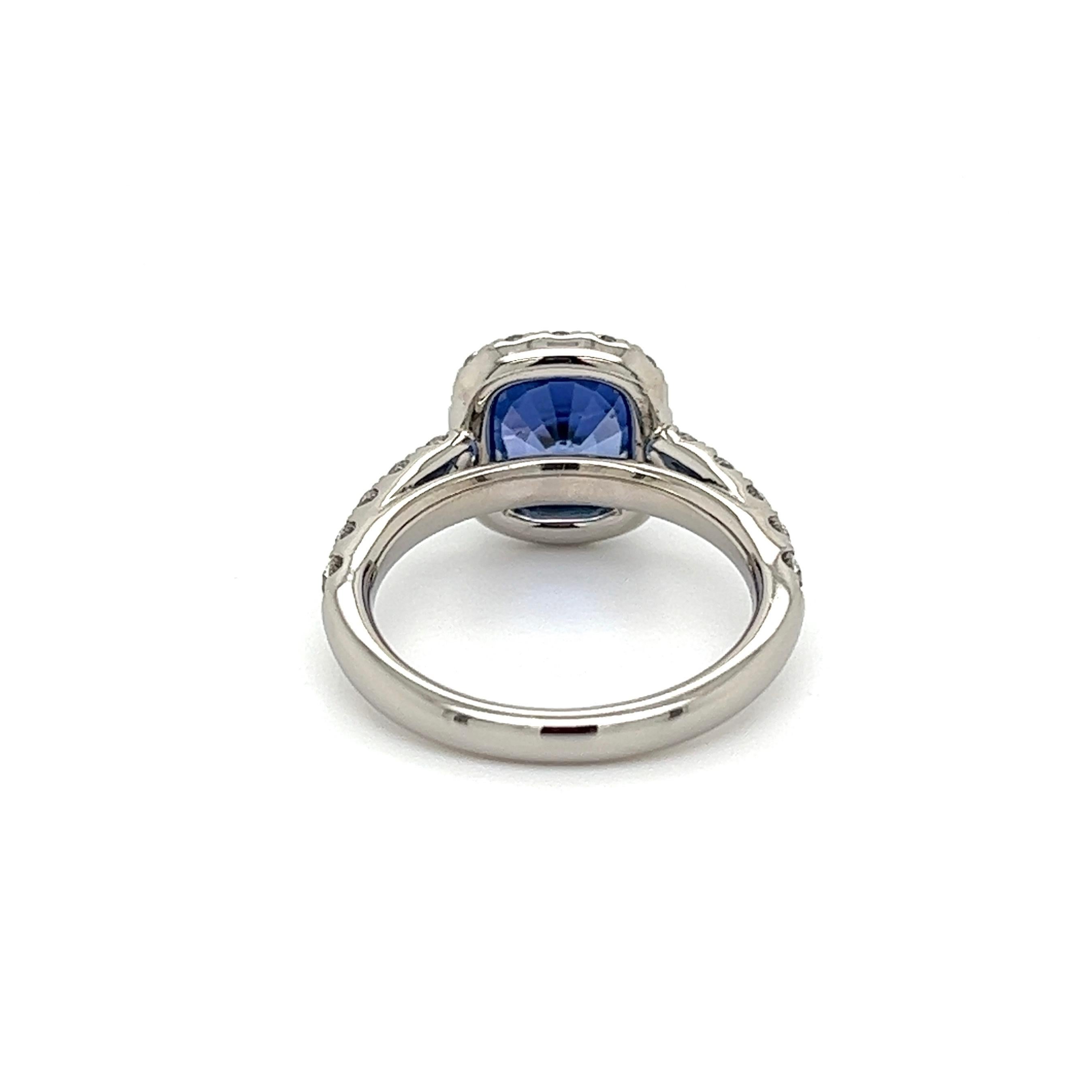 Art Deco 3.00 Carat Sapphire and Diamond Platinum Henry Daussi Ring Estate Fine Jewelry For Sale