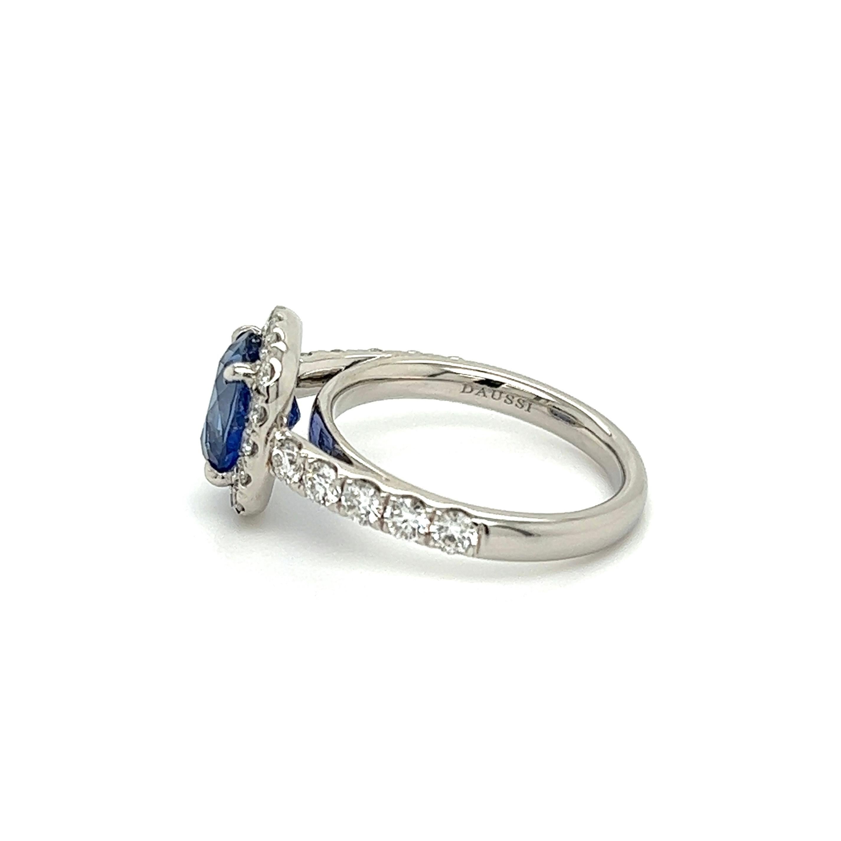 Mixed Cut 3.00 Carat Sapphire and Diamond Platinum Henry Daussi Ring Estate Fine Jewelry For Sale