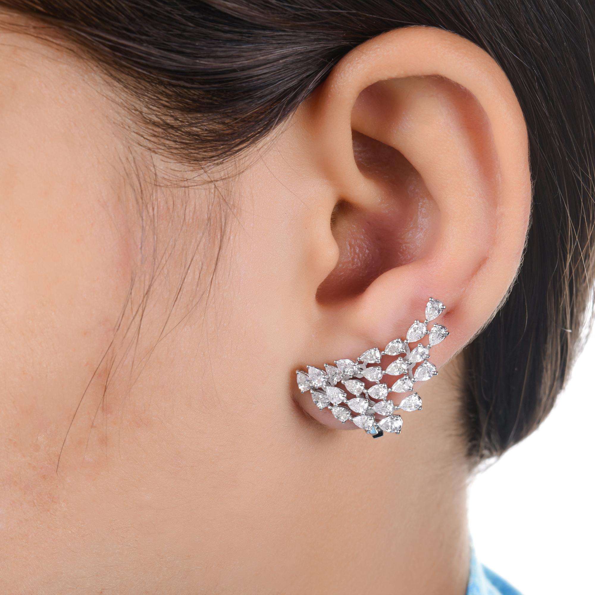 Modern 3.00 Carat SI Clarity HI Color Pear Shape Diamond Earrings 18 Karat White Gold For Sale