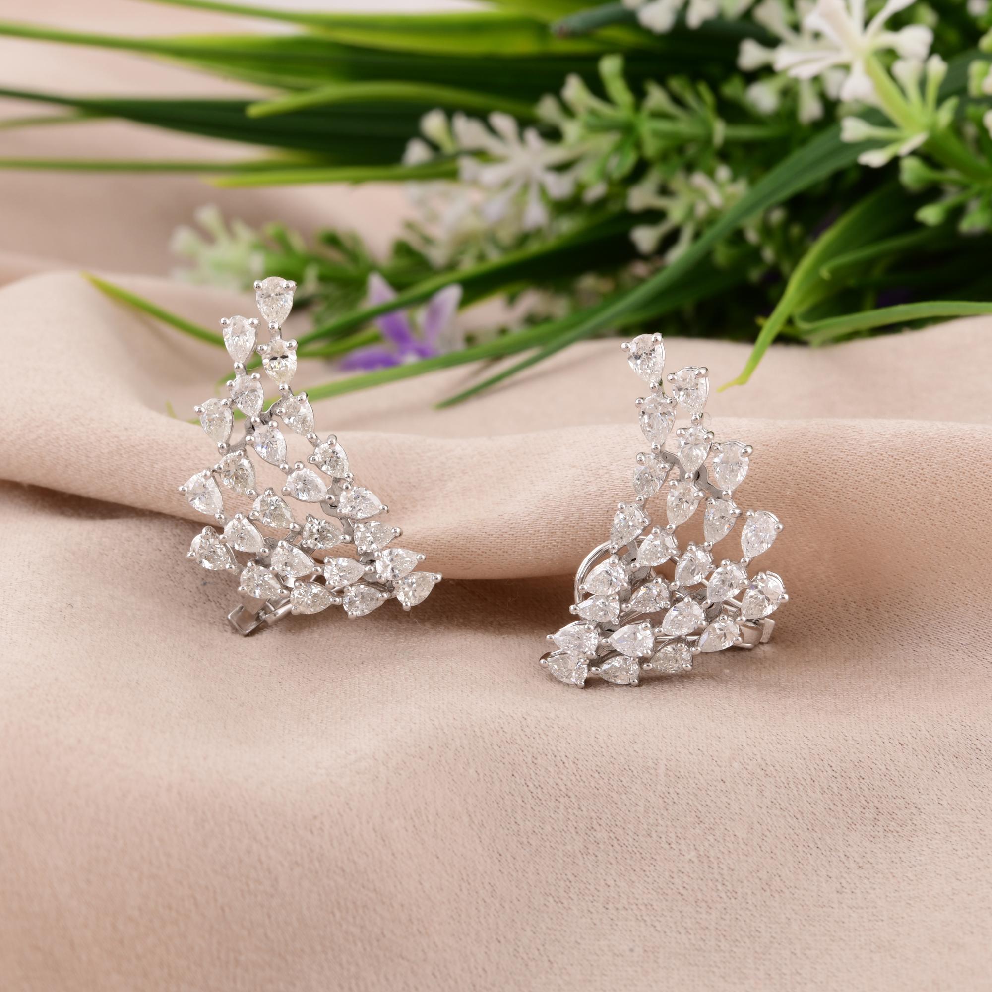 Pear Cut 3.00 Carat SI Clarity HI Color Pear Shape Diamond Earrings 18 Karat White Gold For Sale