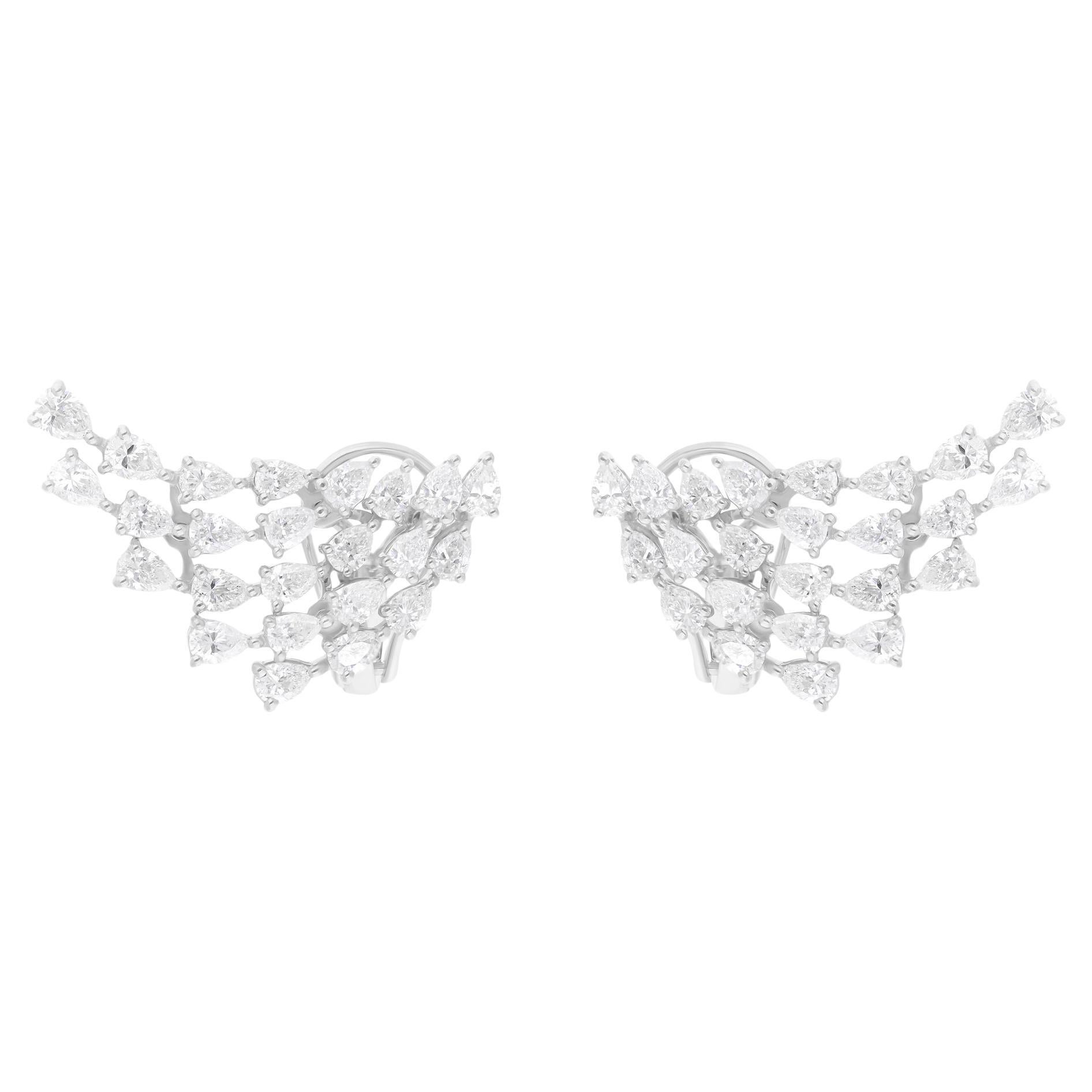3.00 Carat SI Clarity HI Color Pear Shape Diamond Earrings 18 Karat White Gold