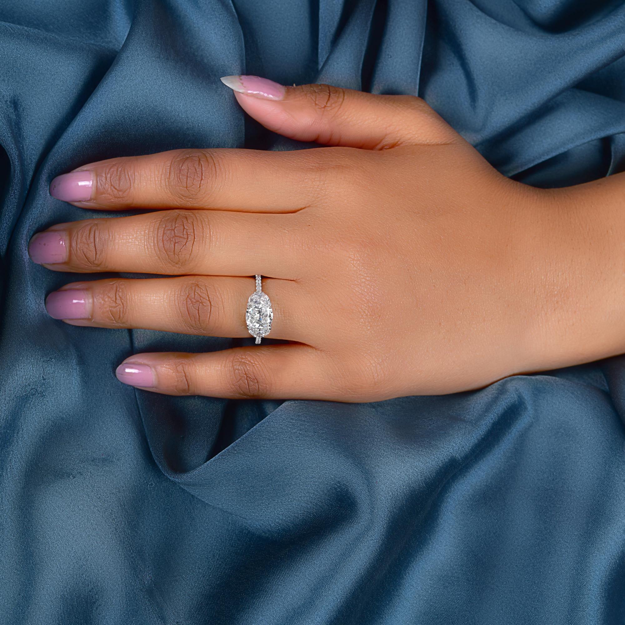 Modern 3.00 Carat SI/H Brilliant Cut Diamond Cluster Ring 14k White Gold Fine Jewelry For Sale