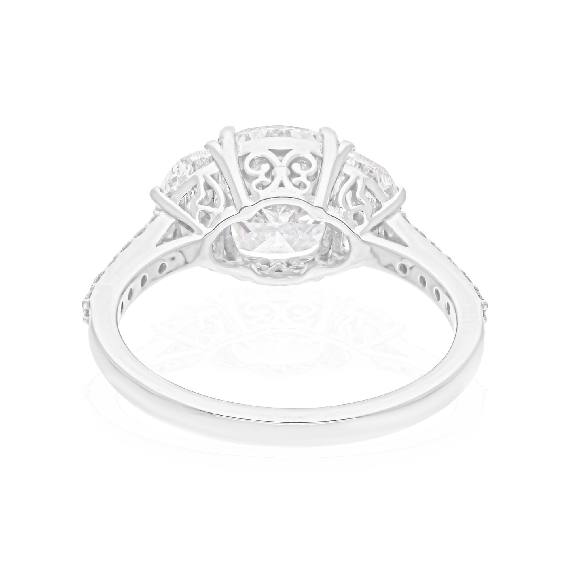 Women's 3.00 Carat SI/H Brilliant Cut Diamond Cluster Ring 14k White Gold Fine Jewelry For Sale