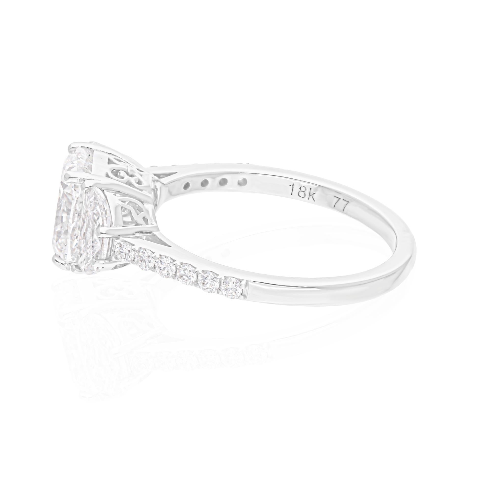 3.00 Carat SI/H Brilliant Cut Diamond Cluster Ring 14k White Gold Fine Jewelry For Sale 1