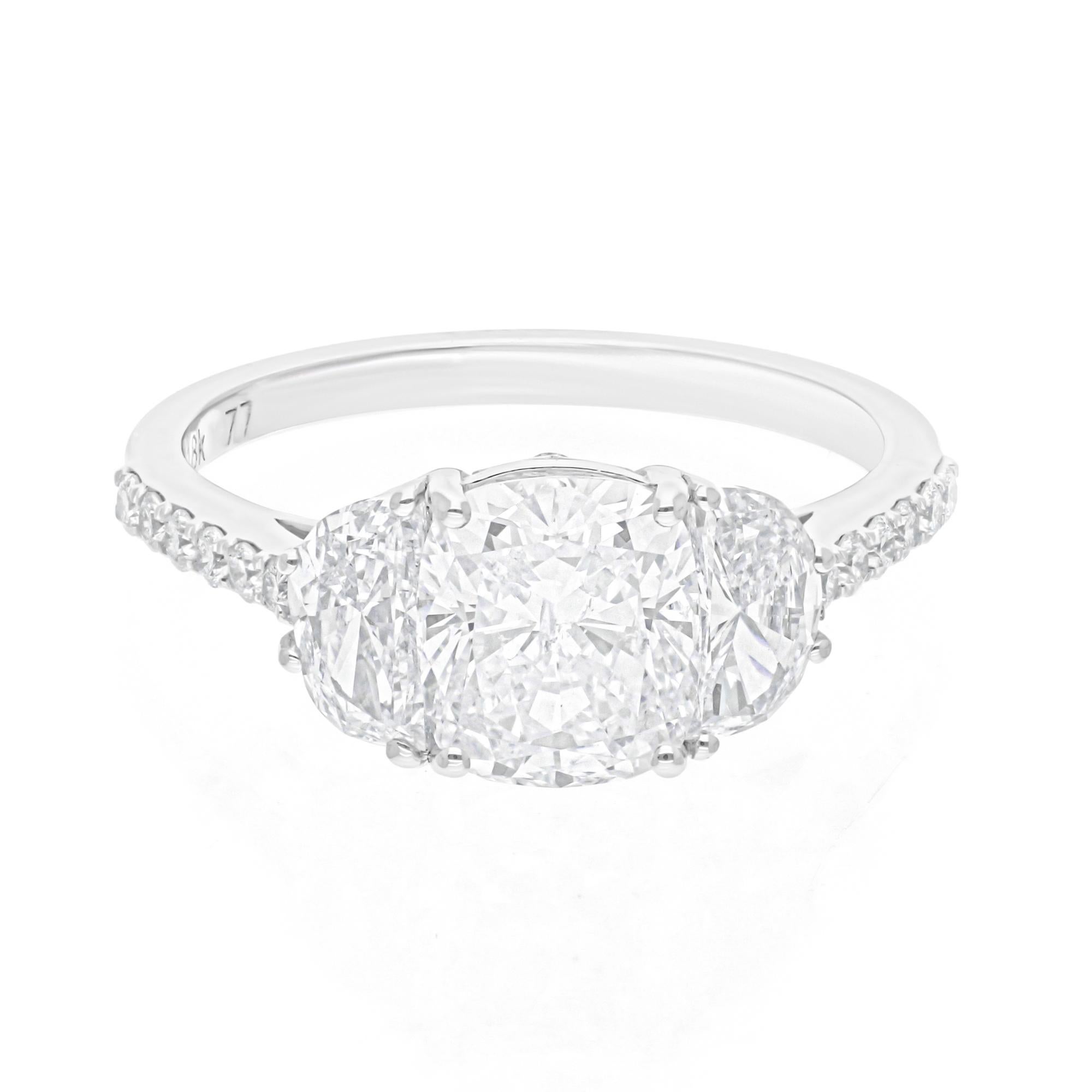 3.00 Carat SI/H Brilliant Cut Diamond Cluster Ring 14k White Gold Fine Jewelry