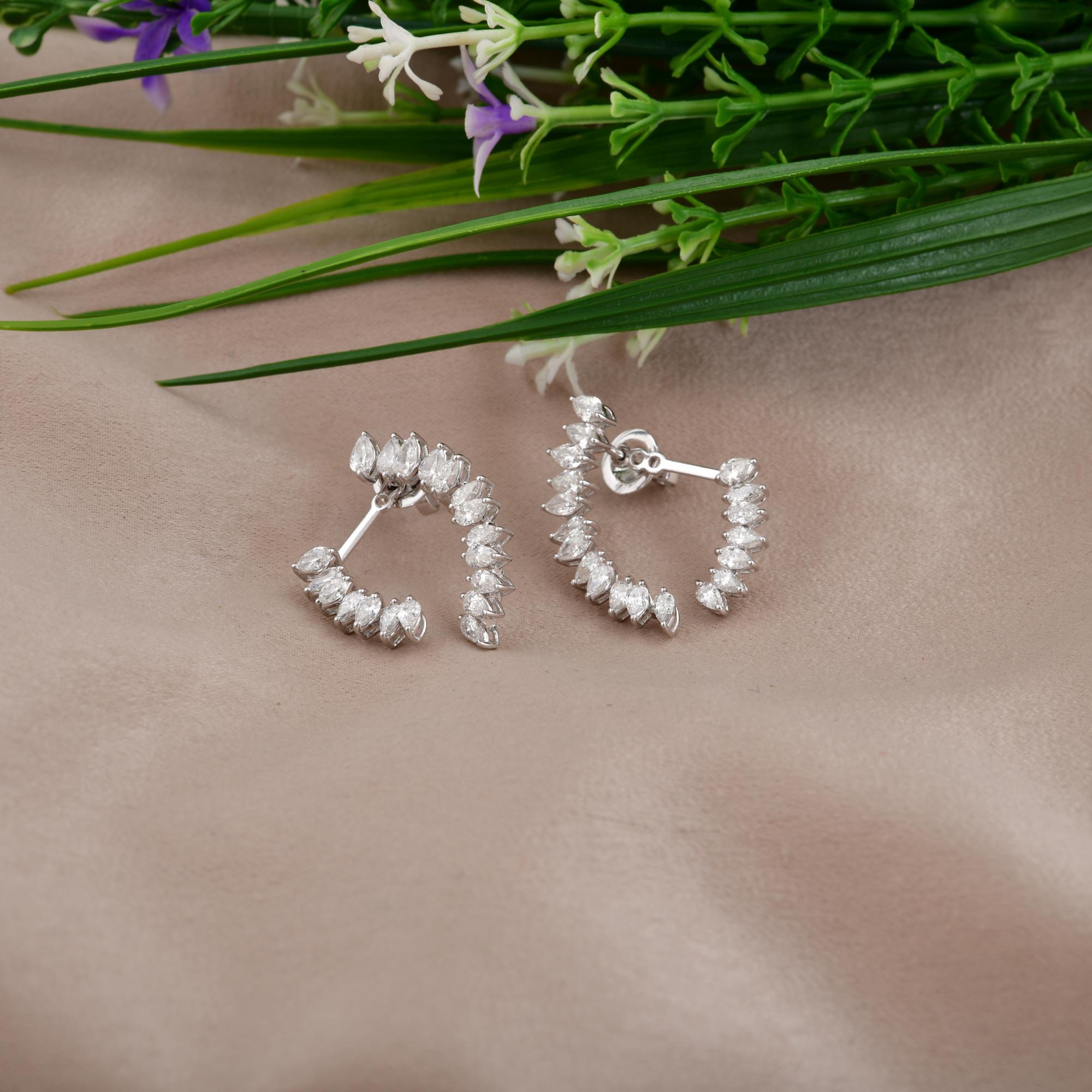 3,00 Karat SI/H Birnenschliff Diamant-Ohrringe im Brillantschliff 14 Karat Weißgold Schmuck (Tropfenschliff) im Angebot