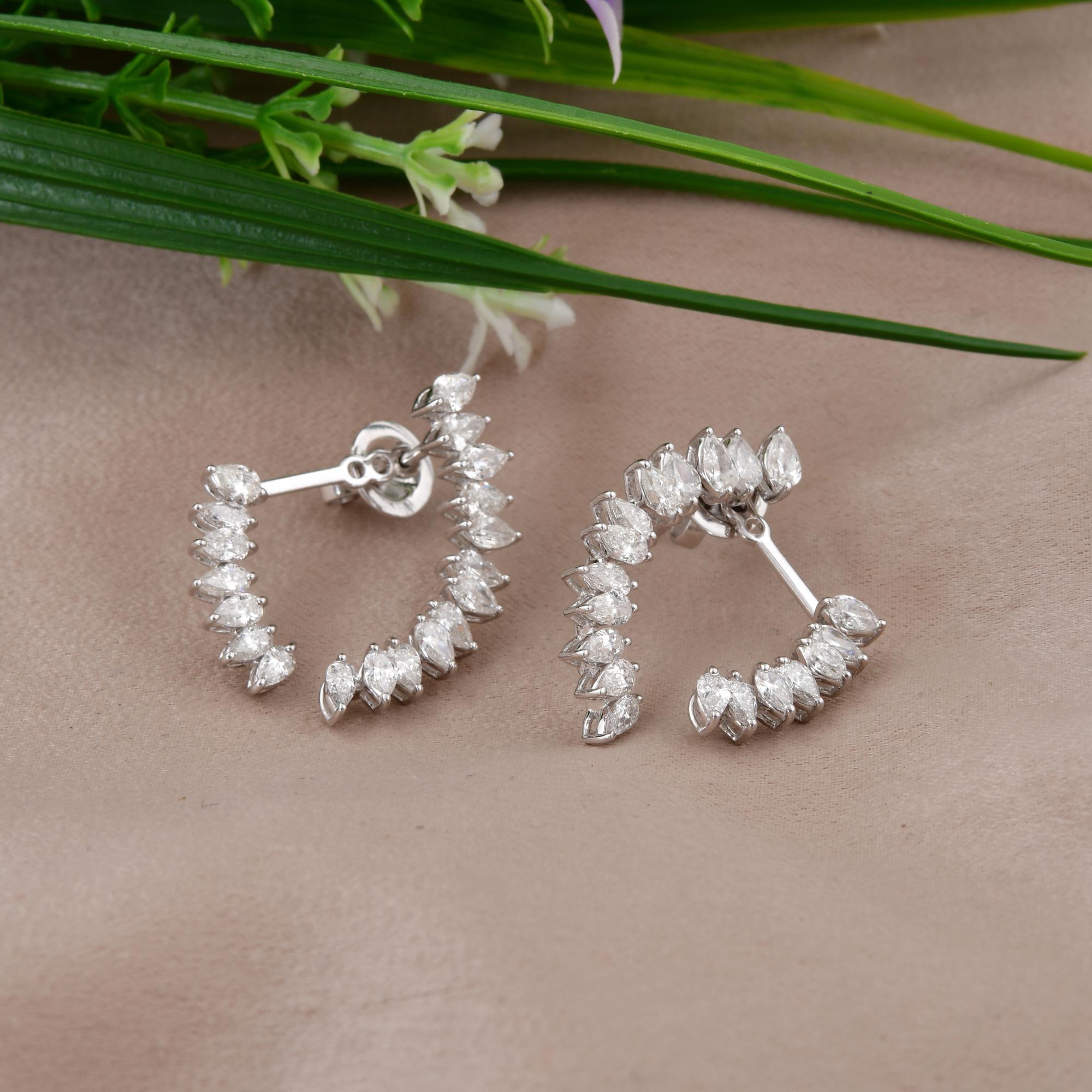 3,00 Karat SI/H Birnenschliff Diamant-Ohrringe im Brillantschliff 14 Karat Weißgold Schmuck im Zustand „Neu“ im Angebot in Diera, Dubai