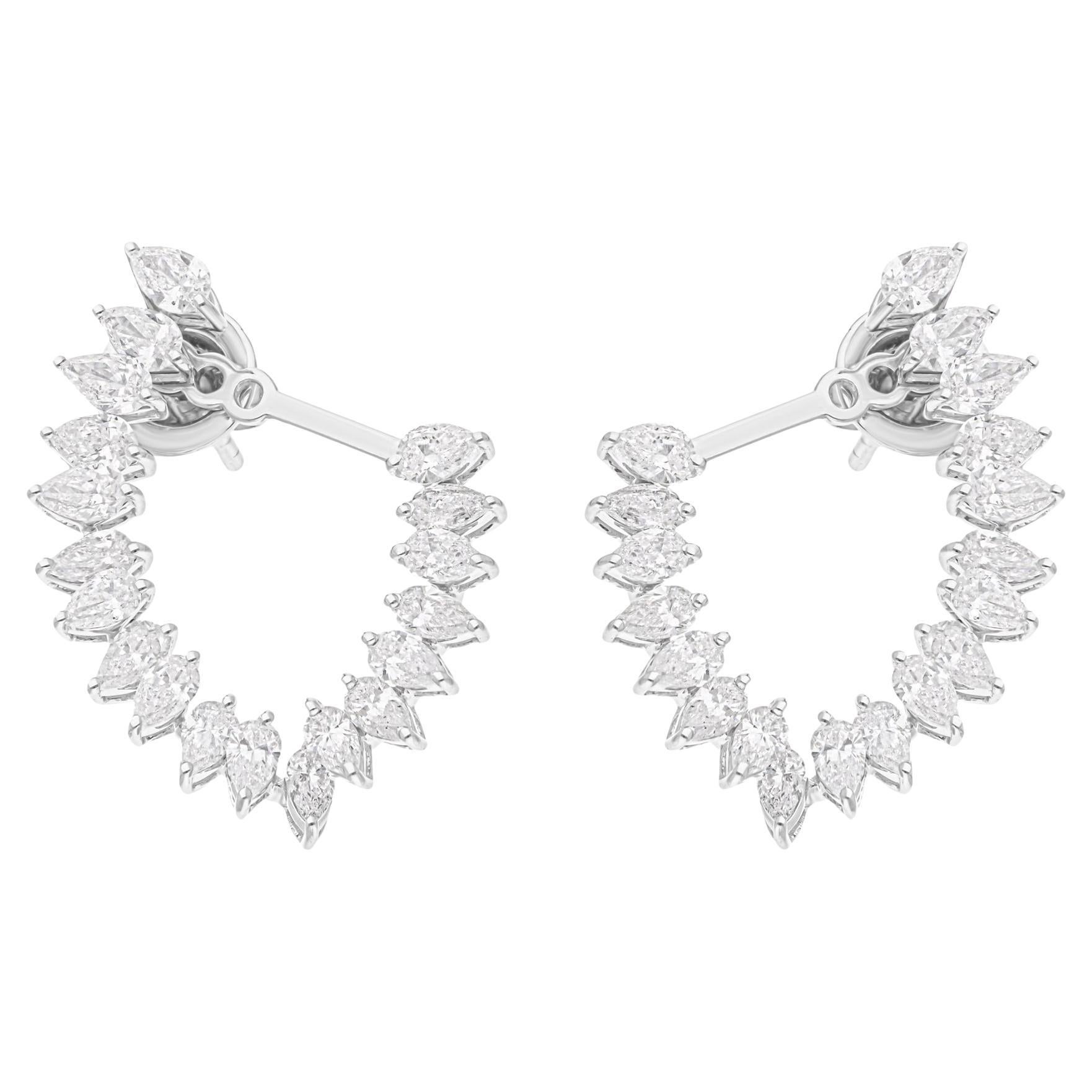 Pendientes de diamantes talla pera brillante SI/H de 3,00 quilates Joyas de oro blanco de 14 quilates