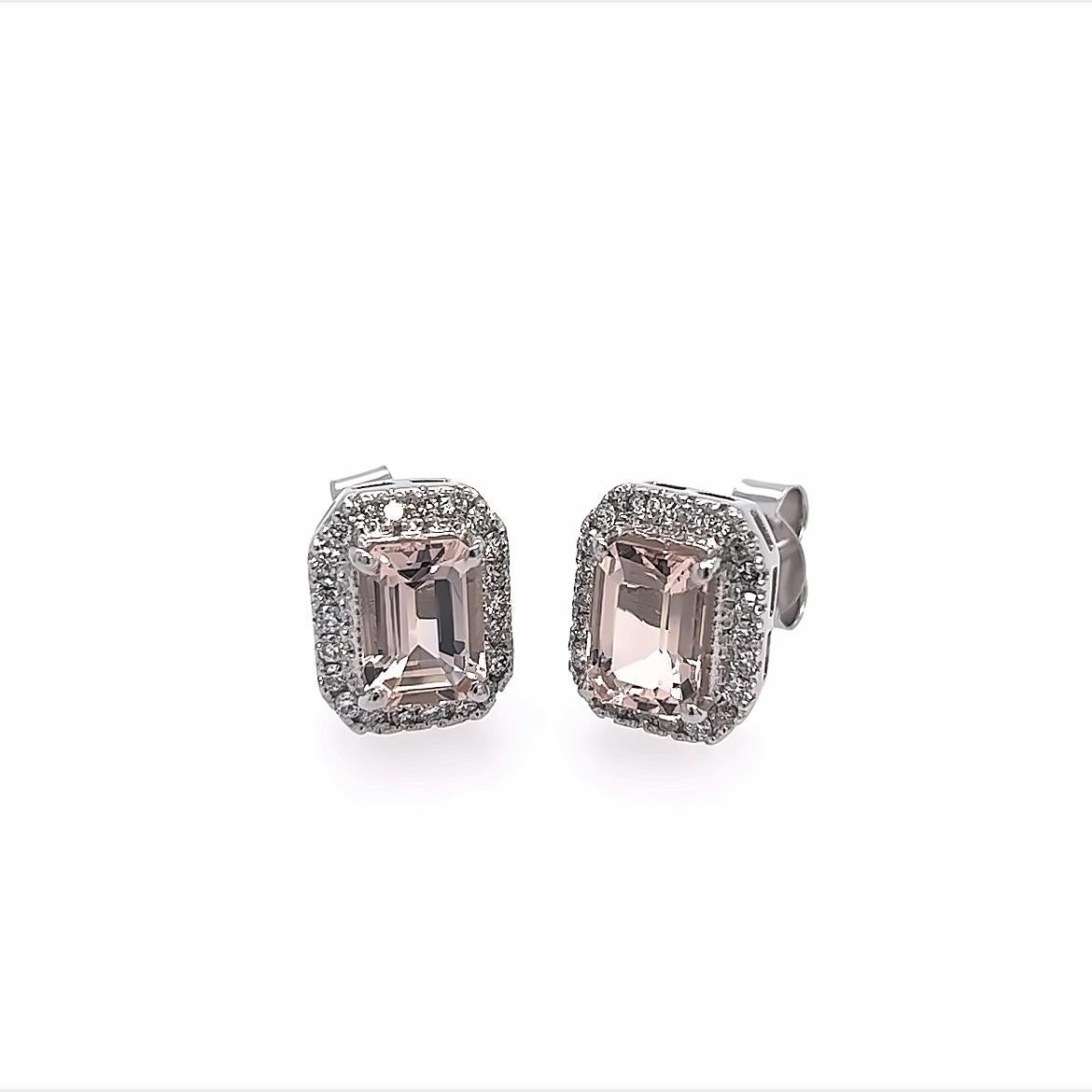 High Victorian 3.00 Carat Special Cut Morganite & Diamond Platiunm Ring & Earrings Wooow For Sale