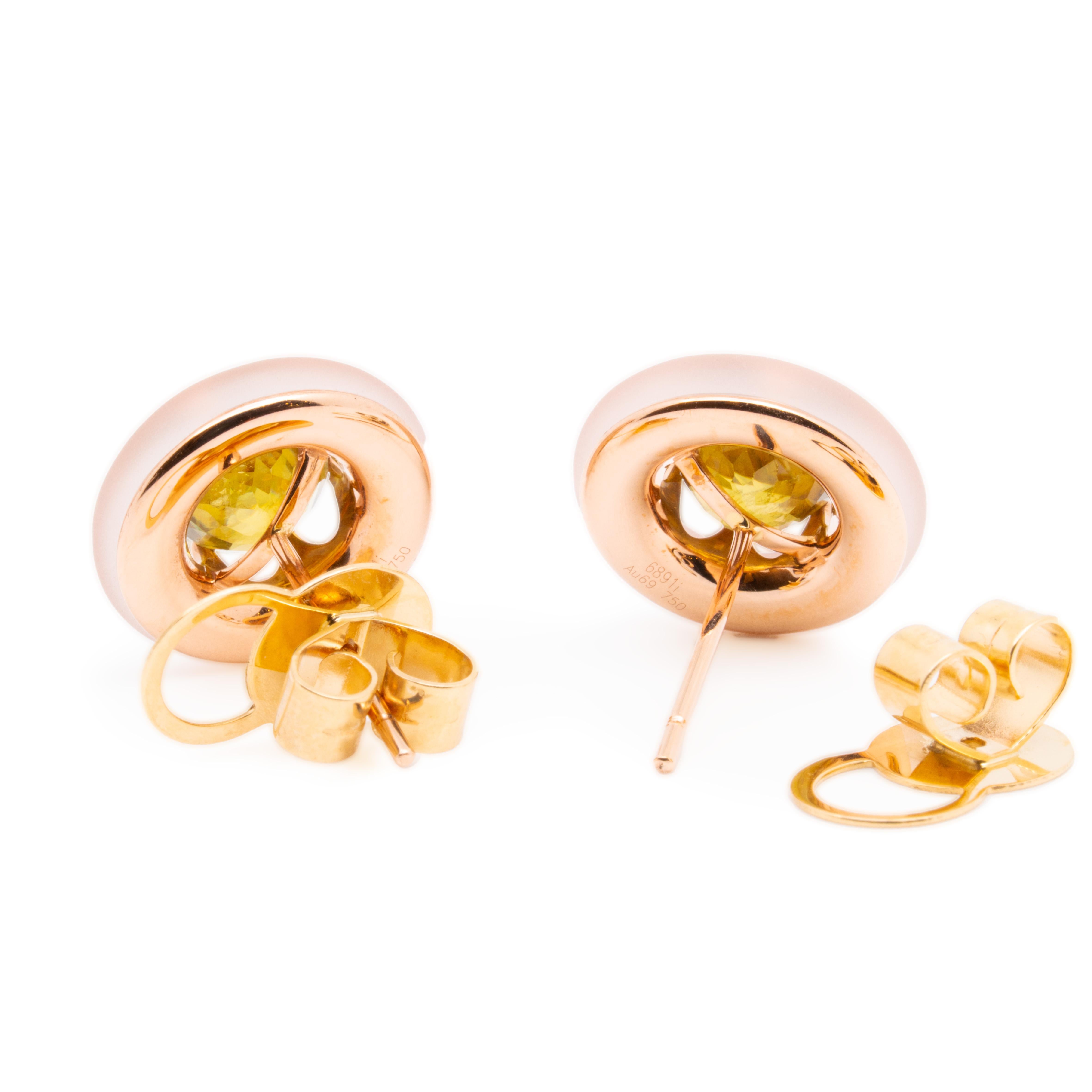3,00 Karat Sphene (Titanit) & Rosenquarz-Ohrringe, 18K Rose Gold, Austy Lee für Damen oder Herren im Angebot