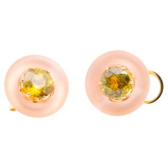 3,00 Karat Sphene (Titanit) & Rosenquarz-Ohrringe, 18K Rose Gold, Austy Lee