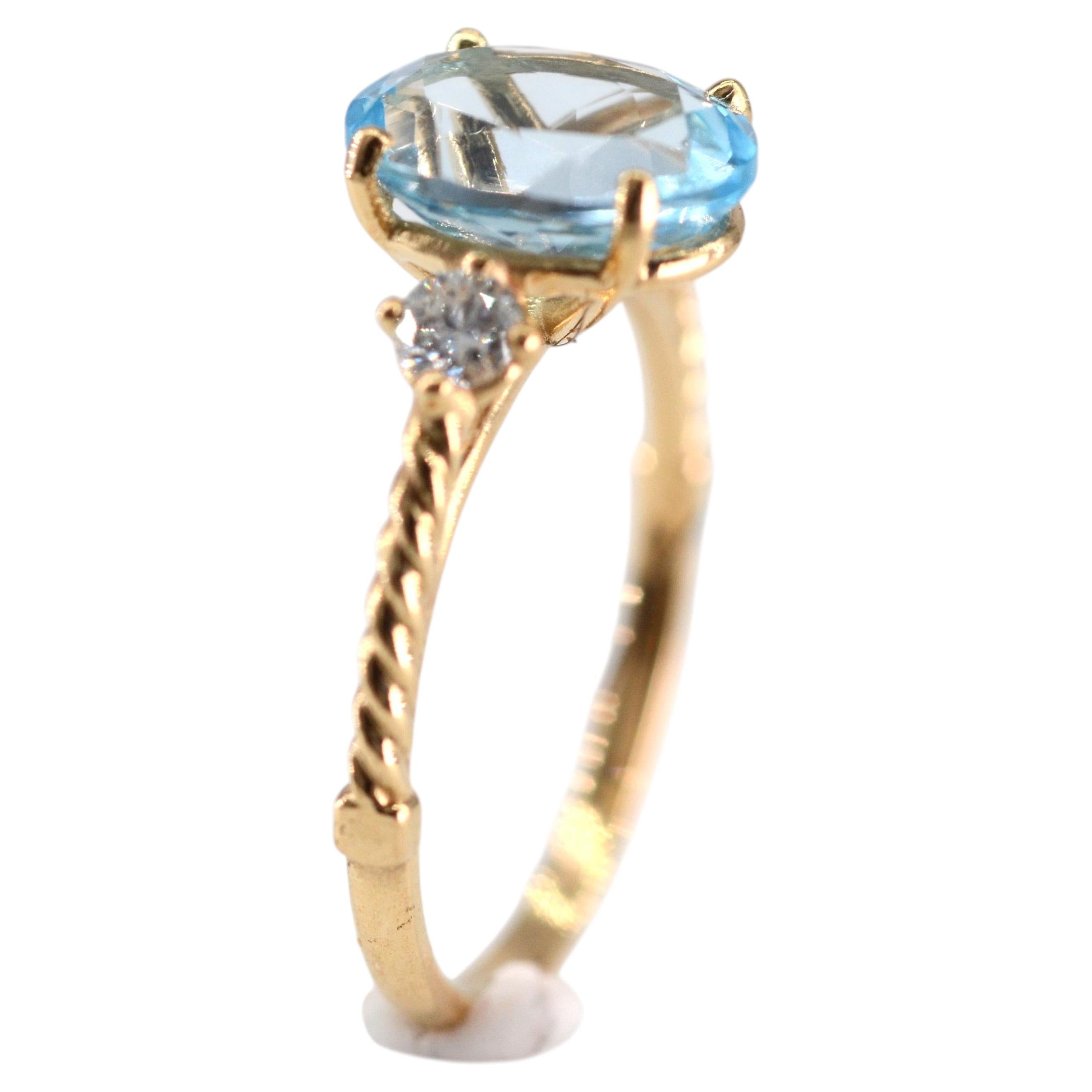 3.00 Carat Topaz and Diamond 18k Yellow Gold Handmade Cocktail Ring