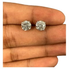 3.00 Carat Total Natural Round Diamond Studs in 14K White Gold