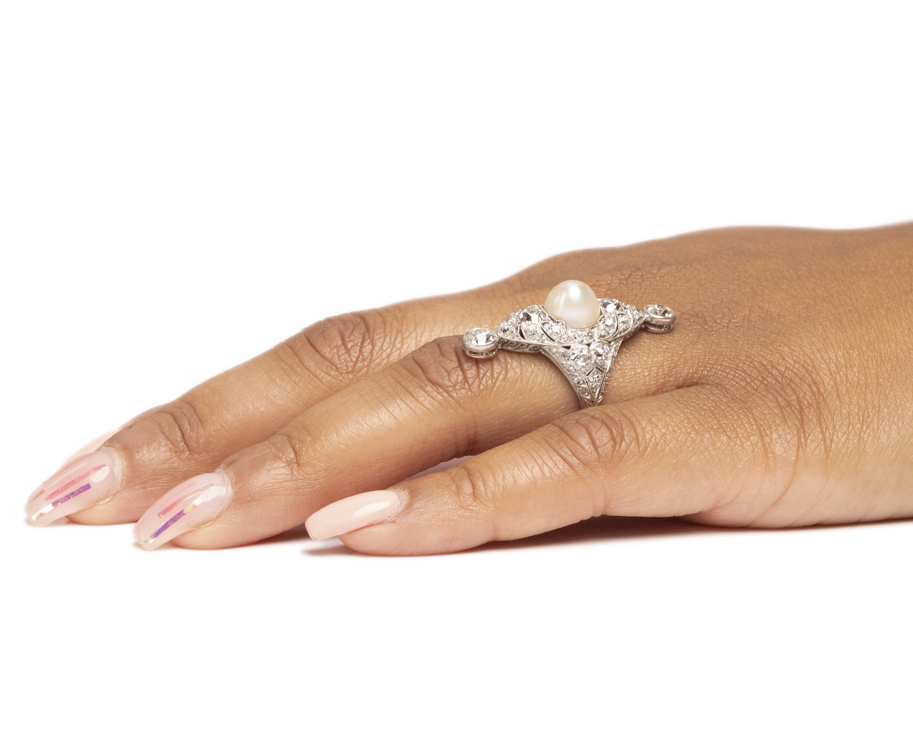 3.00 Carat Total Weight Art Deco Diamond Platinum Engagement Ring For Sale 2