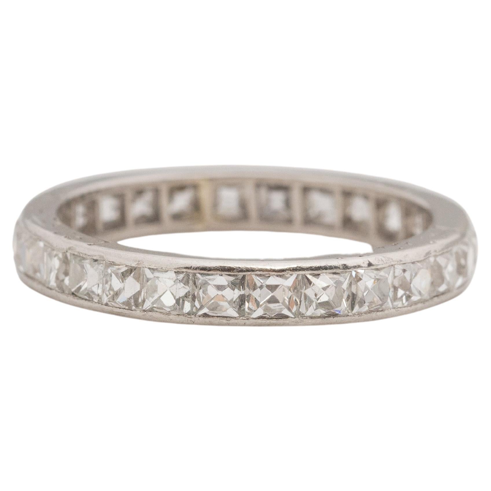 3.00 Carat Total Weight Art Deco Diamond Platinum Tiffany Wedding Band For Sale