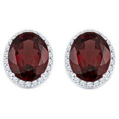 Pendientes de granate y diamantes de 3,00 quilates de peso total, oro blanco de 14 quilates