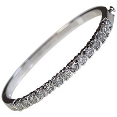 3.00 Carat Total Weight Platinum Hinged Bangle Bracelet