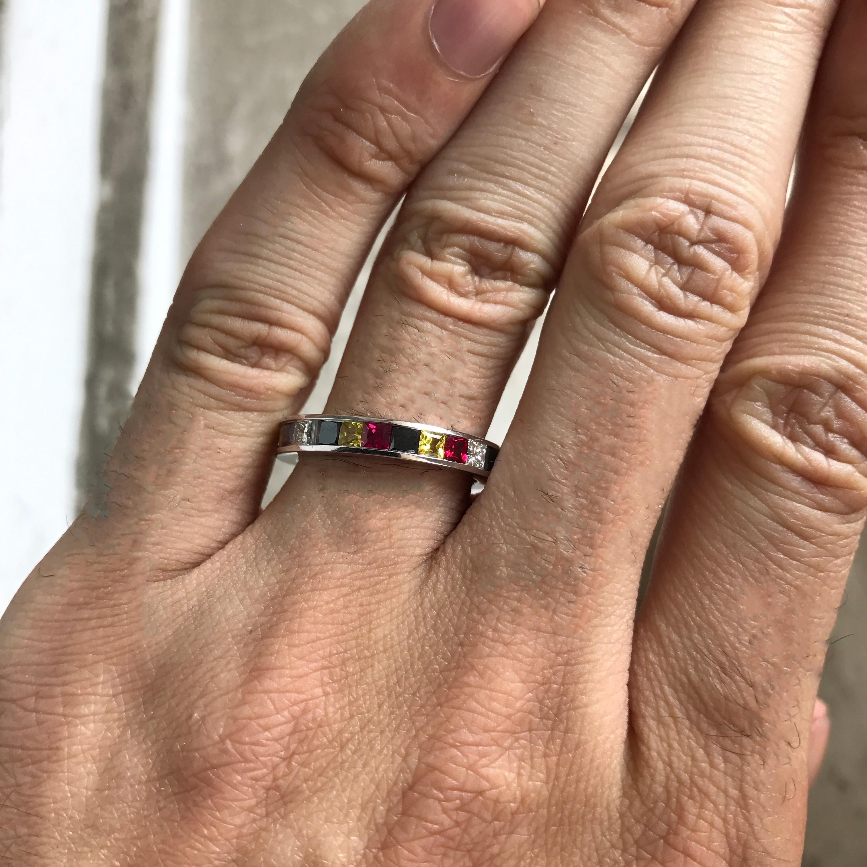 AS019-2000071
Made to order, please allow 1-2 weeks from date of final design approval by customer. 
Can be made in other sizes and also in other metals or stone colors.
 
Princess Set Diamond Wedding Eternity Band 3.00 CTW F-H Color VS - SI
