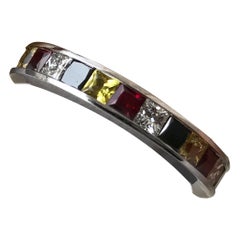 3.00 Carat TW Princess Cut Rainbow Chanel Set Eternity Wedding Band, Ben Dannie