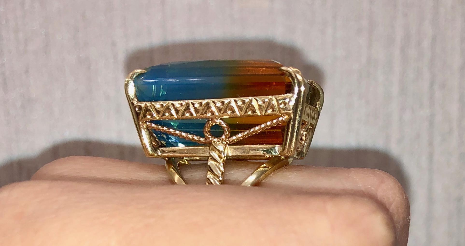 orange and blue gemstone