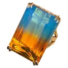 30.0 Carat Two-Color Ametrine Orange Blue Topaz Ring