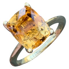 3.00 Carat Yellow Citrine in 14 Karat Yellow Gold Ring, November Birthstone Gift