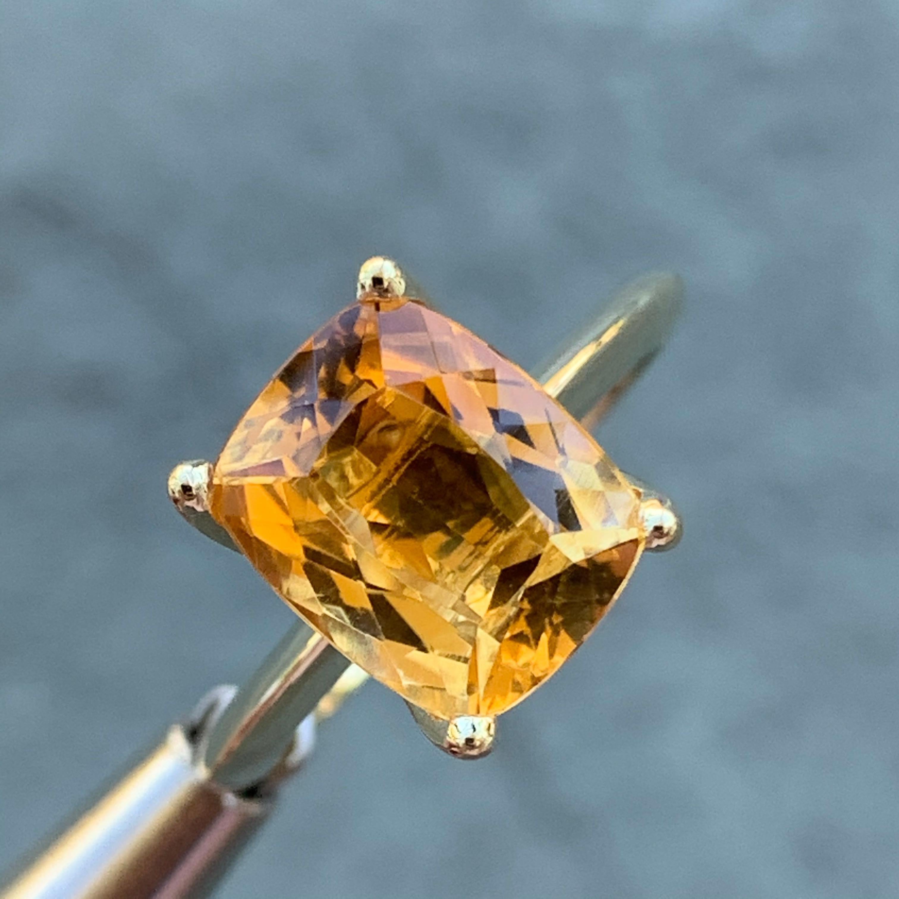 Taglio cuscino Anello con Citrino giallo da 3,00 carati in oro giallo 14 carati, regalo di compleanno per novembre in vendita