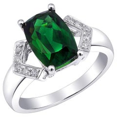 3.00 Carats Chrome Tourmaline Diamonds set in 18K White Gold Ring