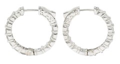 3.00 Carats Diamond 14 Karat White Gold Inside Outside Oval Hoop Earrings