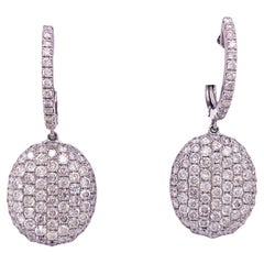 3.00 Carats Pavé Diamants Huggie Hoops & Oval Drops 1.4-inches 14K White Gold