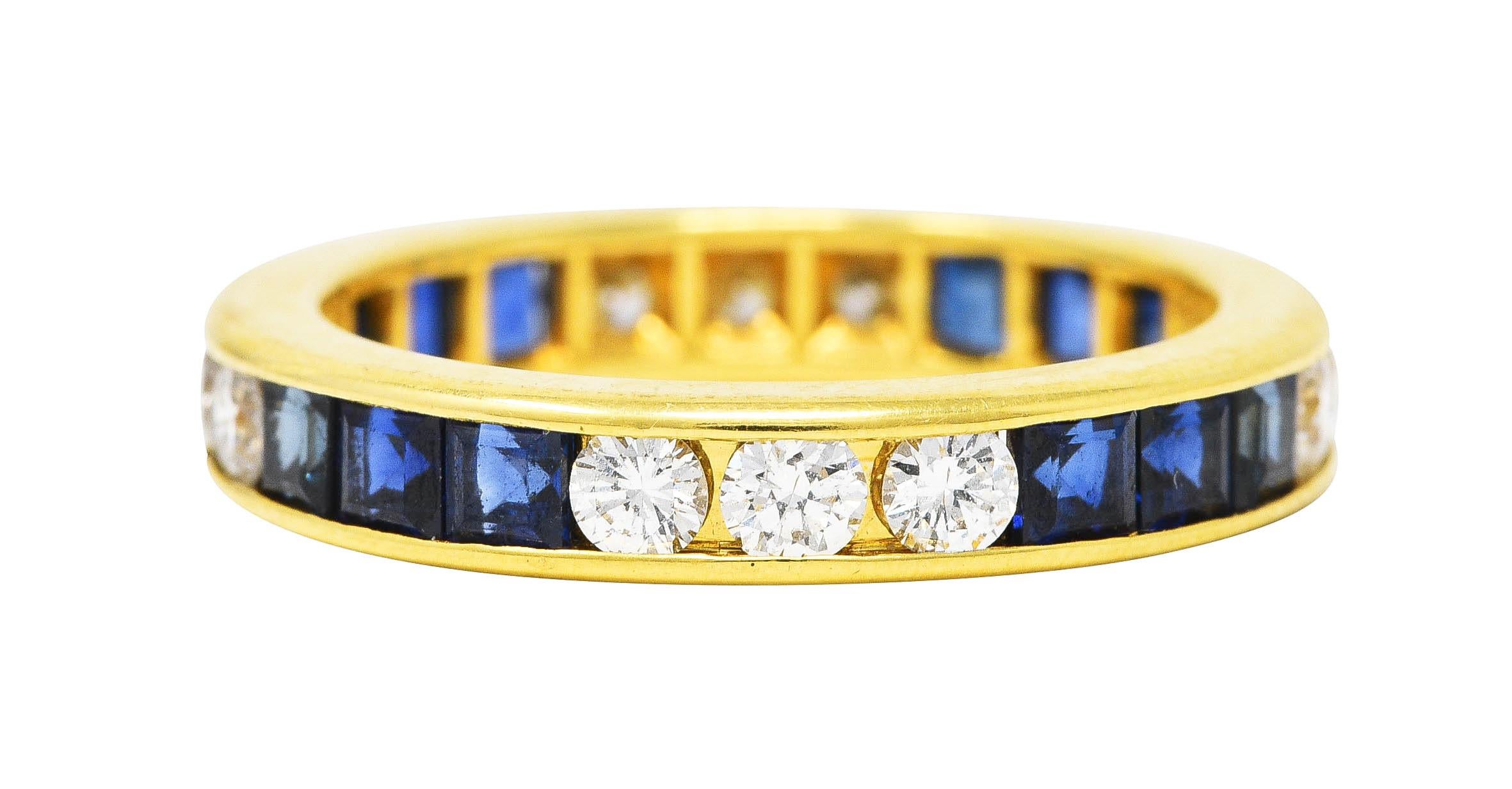 channel set diamond and sapphire band