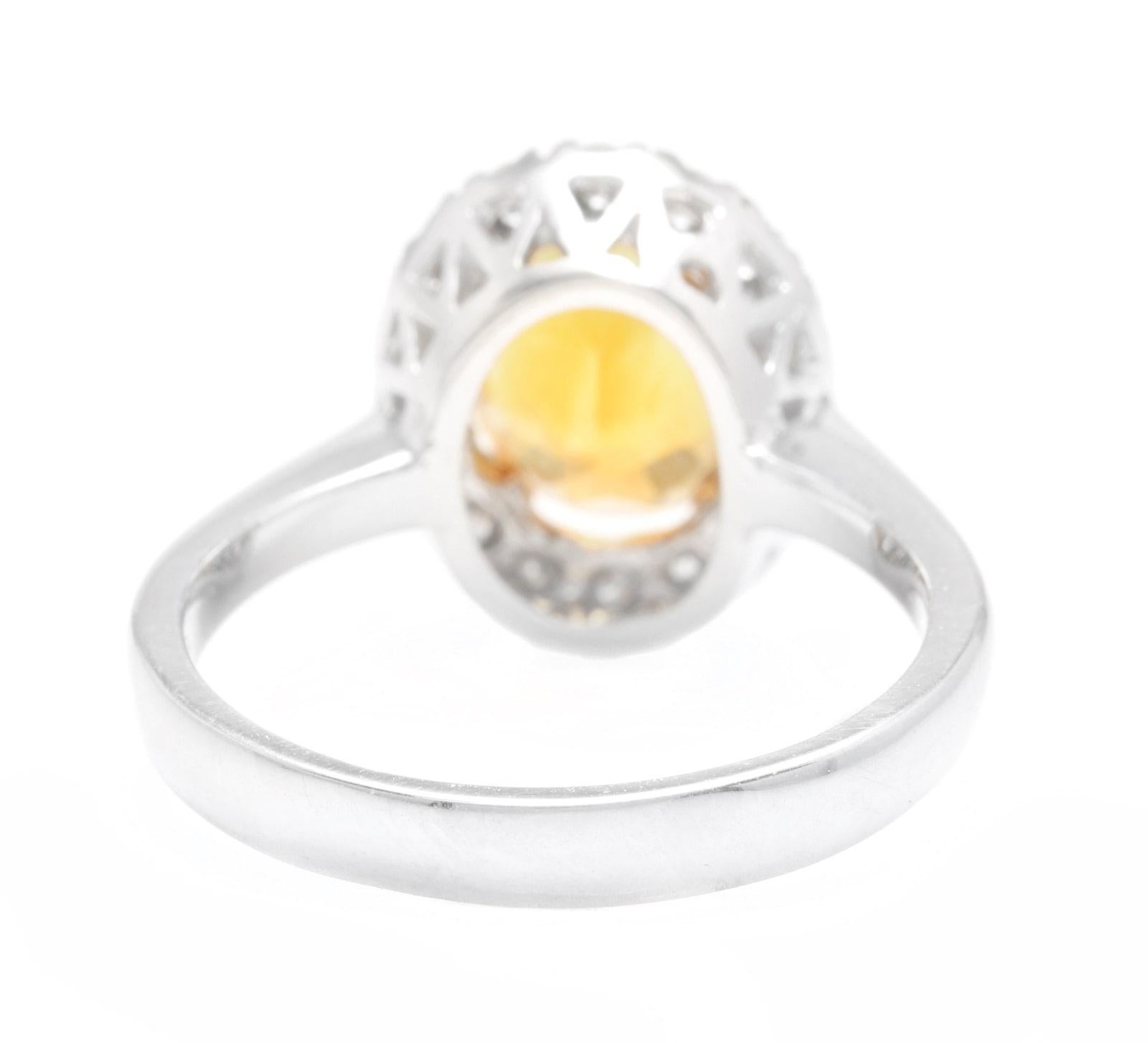 Mixed Cut 3.00 Carats Exquisite Natural Madeira Citrine and Diamond 14K Solid White Gold R For Sale