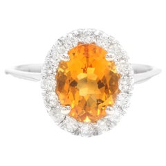3.00 Carats Exquisite Natural Madeira Citrine and Diamond 14K Solid White Gold R