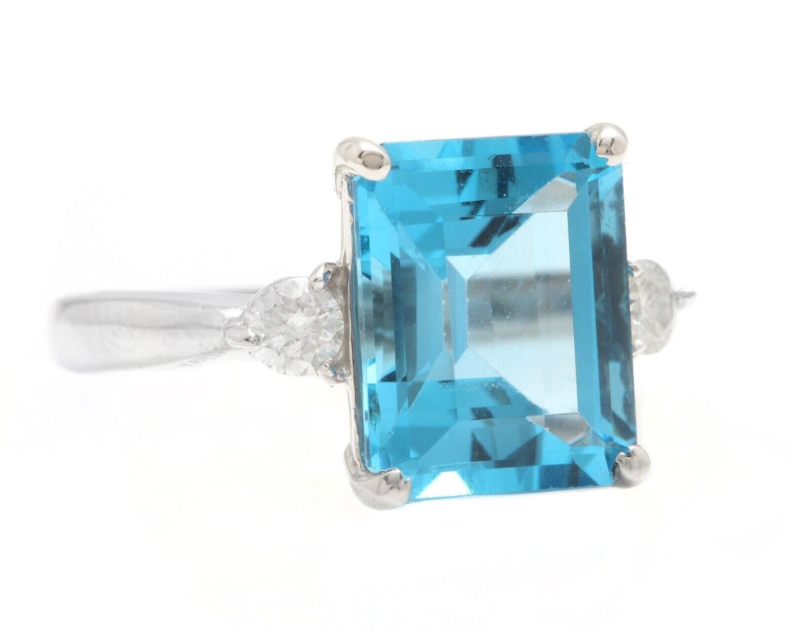 3.00 Carats Impressive Natural Swiss Blue Topaz and Diamond 14K White Gold Ring

Suggested Replacement Value: Approx. $3,000.00

Total Natural London Blue Topaz Weight is: Approx. 2.82 Carats

Topaz Measures: Approx. 11.00 x 9.00mm

Natural Round