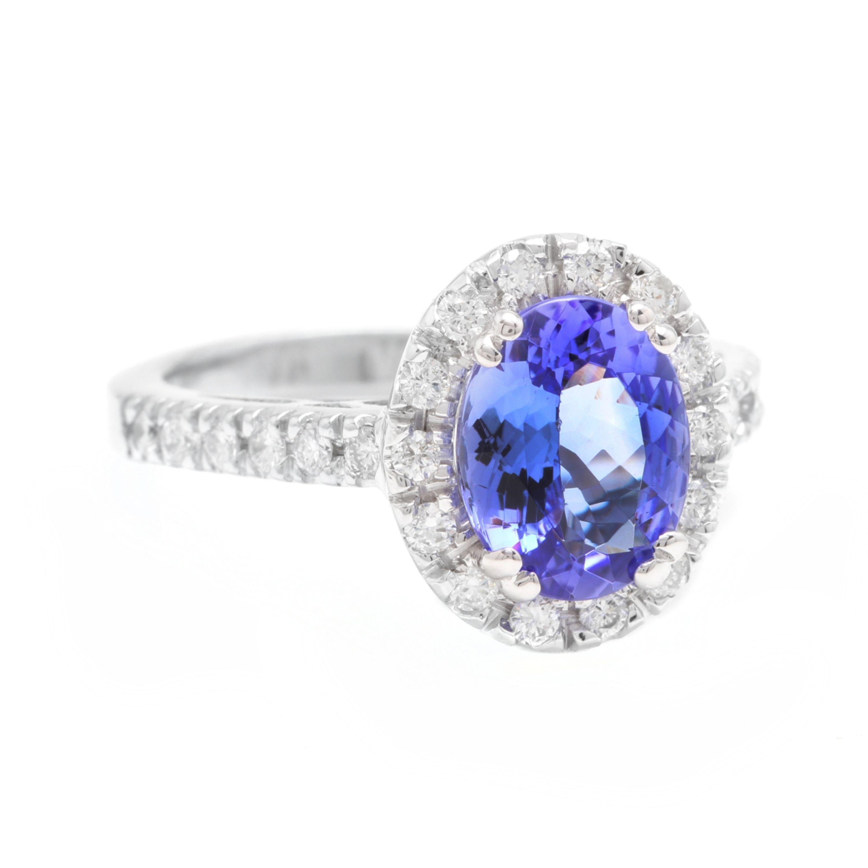 3.00 Carats Natural Very Nice Looking Tanzanite and Diamond 14K Solid White Gold Ring

Total Natural Oval Cut Tanzanite Weight is: Approx. 2.40 Carats

Tanzanite Measures: 9.5 x 7.5mm

Natural Round Diamonds Weight: 0.60 Carats (color G-H / Clarity