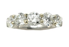 3.00 Carats Total 5 Round Diamond Semi-Eternity Band Ring in Platinum and Gold
